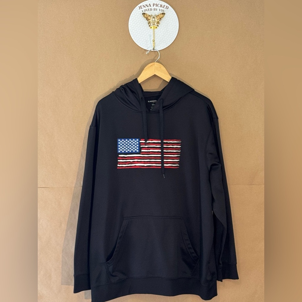 Used Ranger (XXL) Men’s Black Sweatshirt with Flag Design